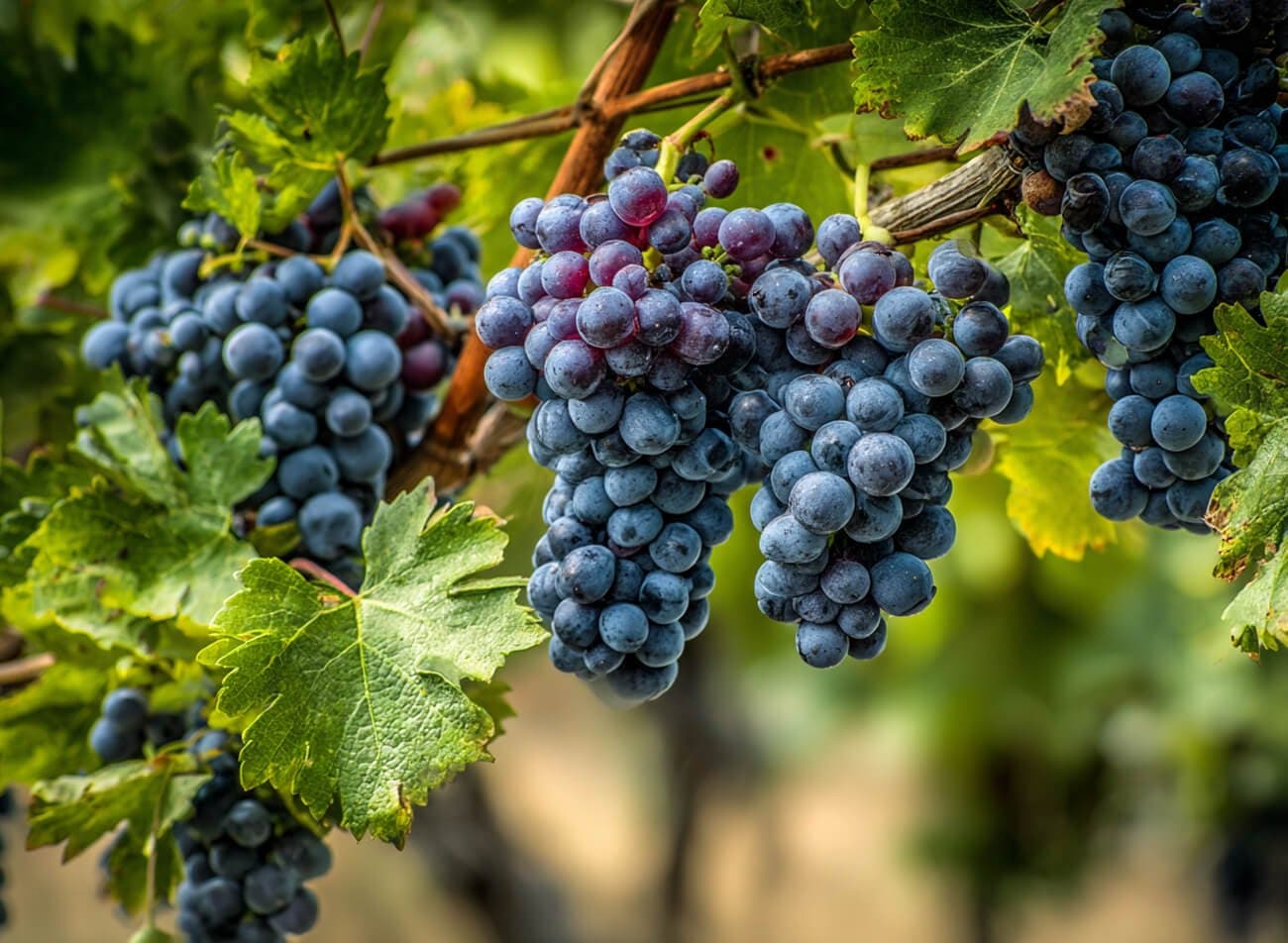 Uvas Malbec no vinhedo