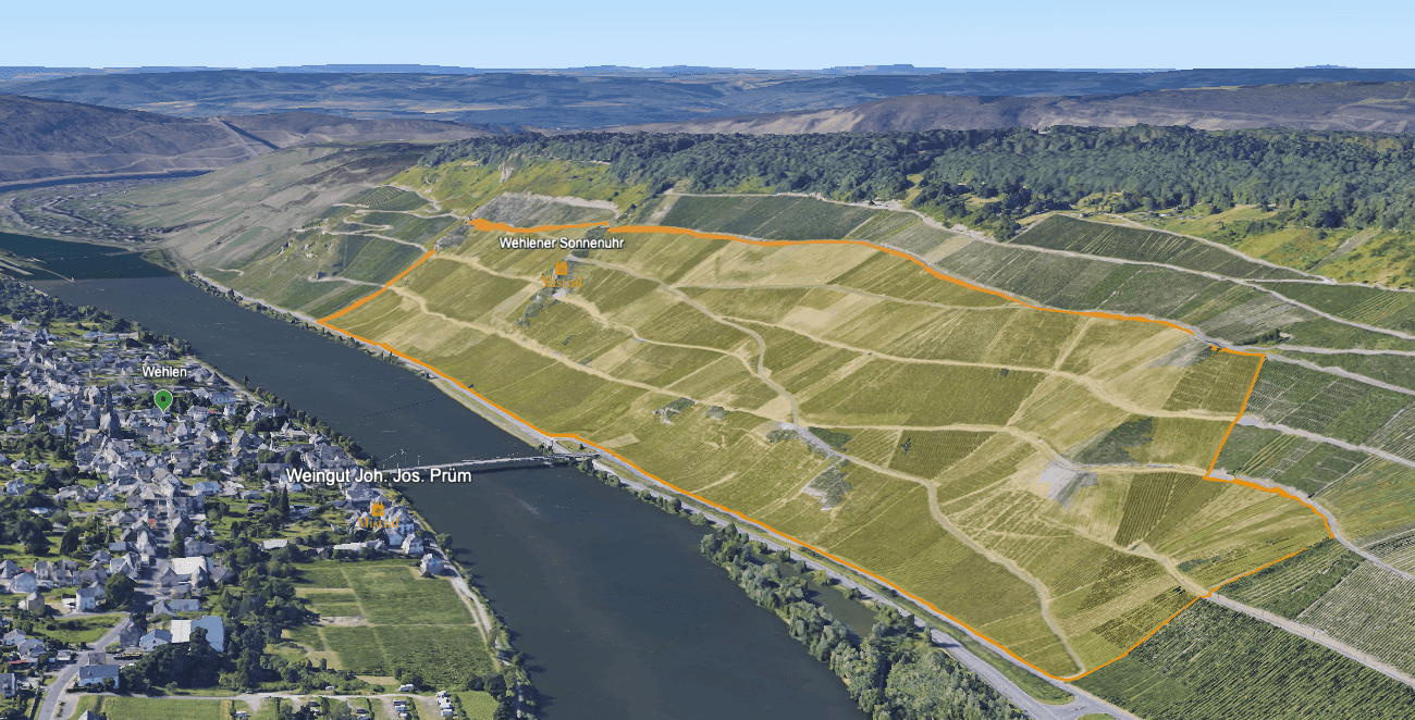 Mapa do terroir - Wehlener Sonnenuhr Auslese Goldkapsel 2023 - Meia gfa.