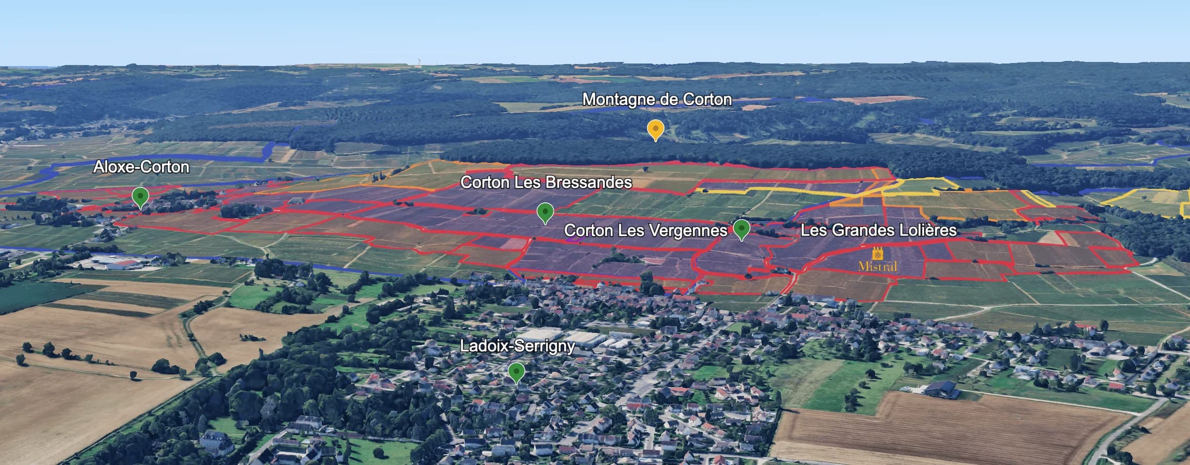 Mapa do terroir - Esprit Leflaive Corton Les Grandes Lolières Grand Cru 2022