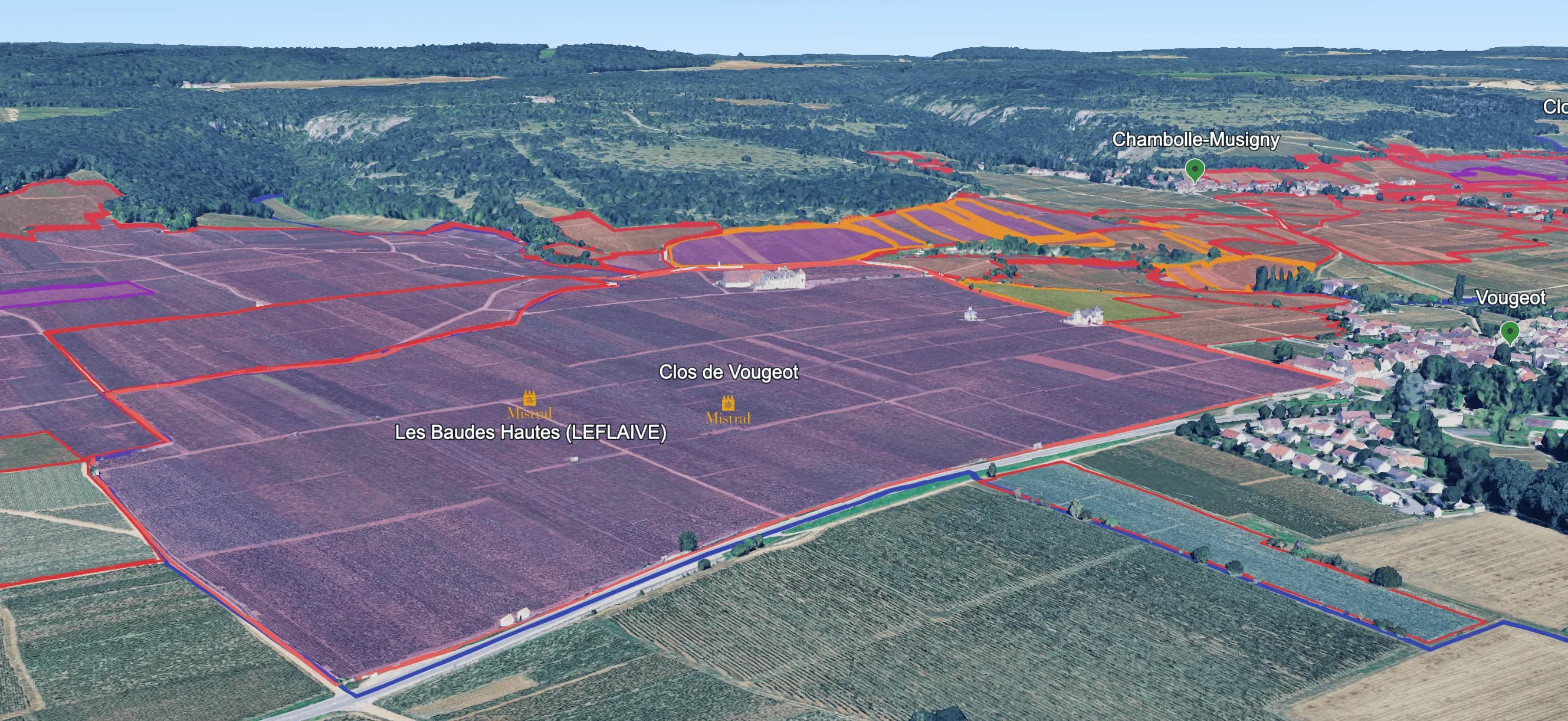 Mapa do terroir - Esprit Leflaive Clos Vougeot Grand Cru 2022
