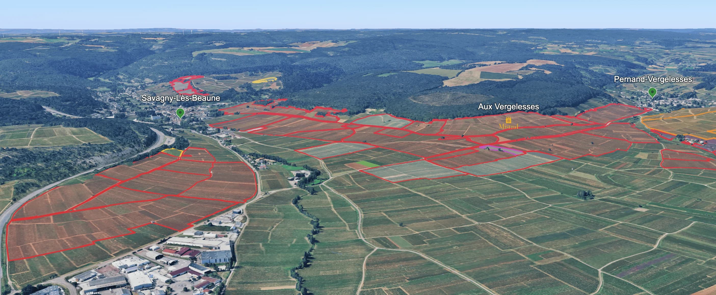 Mapa do terroir - Esprit Leflaive Savigny-les-Beaune 1er Cru Les Vergelesses 2022