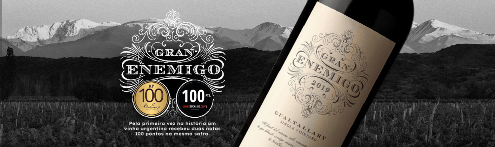 Gran Enemigo Cabernet Franc 2019, nada menos que 100 pontos de Robert Parker e 100 pontos de James Suckling